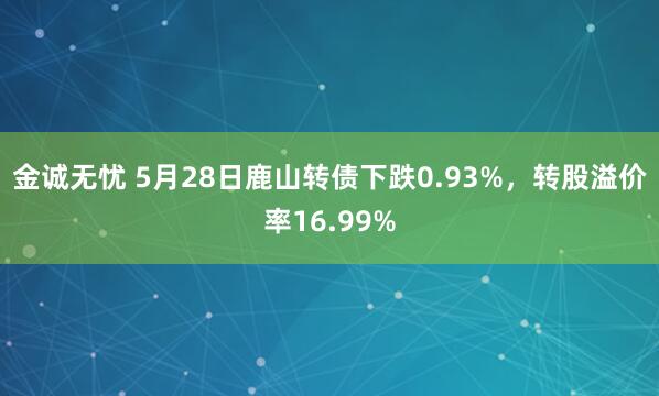 金诚无忧 5月28日鹿山转债下跌0.93%，转股溢价率16.99%